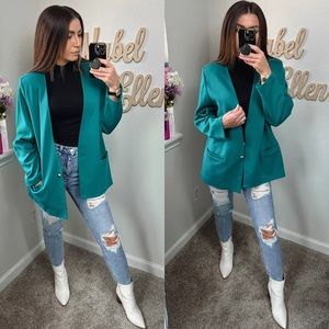 Vintage Alfred Dunner Emerald knit blazer size 14